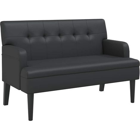 vidaXL Banco con respaldo negro 112x65,5x75 cm Cuero sintético (1/2)