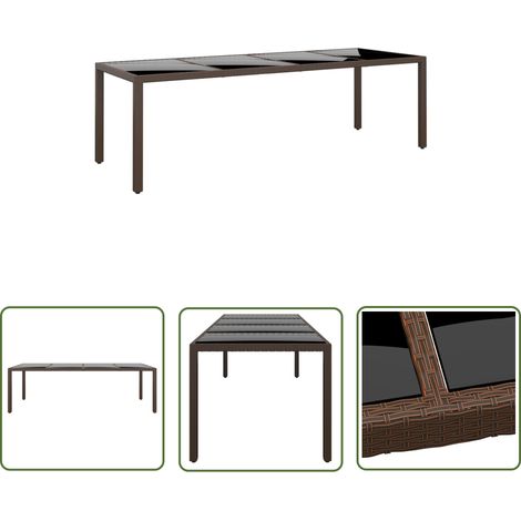 Maison Exclusive Gartentisch mit Glasplatte Braun Poly Rattan (1/5)