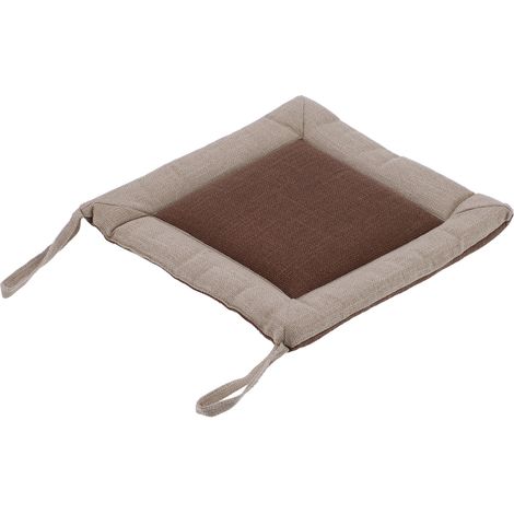 Leinen-Sitzkissen, kaffeefarben, formstabil, mehrlagig, aus Baumwoll-Leinen-Gewebe mit fixierbaren Gurten (1/5)