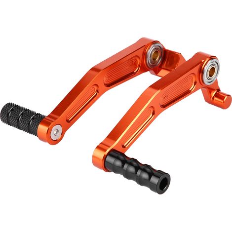 Paar CNC-gefräste orangefarbene Aluminium-Brems- und Schaltpedale für 125 200 390 13-14, 2-teiliges Set, Performance-Ersatz, motorradkompatibel. (1/5)