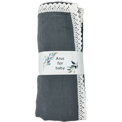Coperta in mussola 100x75 cm, pizzo grigio (1/3)