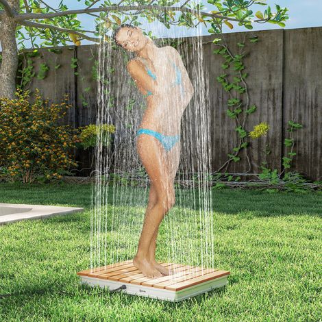 Douche de Jardin & Camping Extérieure Portable - Hauteur de Fontaine Réglable Jusqu'à 4m, 70x55x7.5cm