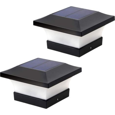 Galozzoit – Lot de 2 lampes solaires LED 6000 K pour poteaux 4x4, 5x5, 6x6 – Éclairage extérieur haute luminosité – Installation facile sur bois dur (1/5)