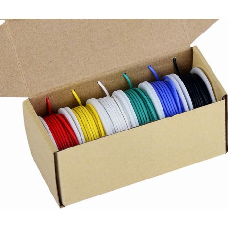 6 Bobines Fil Électronique 20 AWG, Silicone Flexible Haute Température, Cuivre Étamé 600V Pour RC Et Bricolage