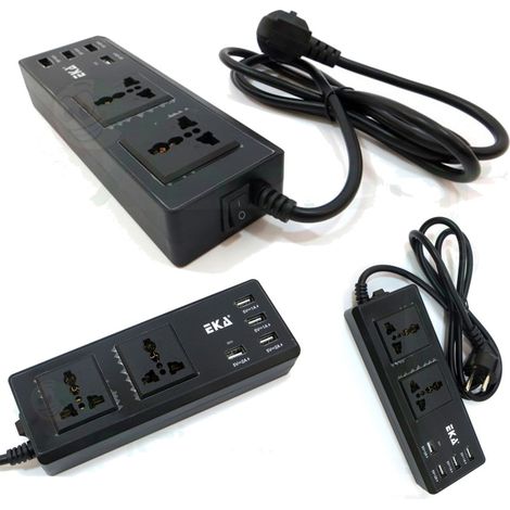 TrAdE Shop Traesio - Multipresa Presa Universale 2 Spine Uk Ita 4 Usb 2.1a 1a 5v Interruttore Nero - (1/4)