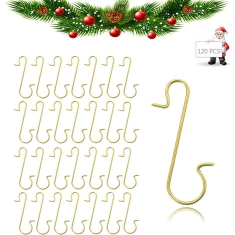 120 Pièces Crochets pour Boules de Noël S-Forme de Cintre en Métal Petit de Crochets Boules de Noël en Forme de S Crochets d'arbre de Noël d'Ornement de Noël pour Arbre de Noël (1/5)