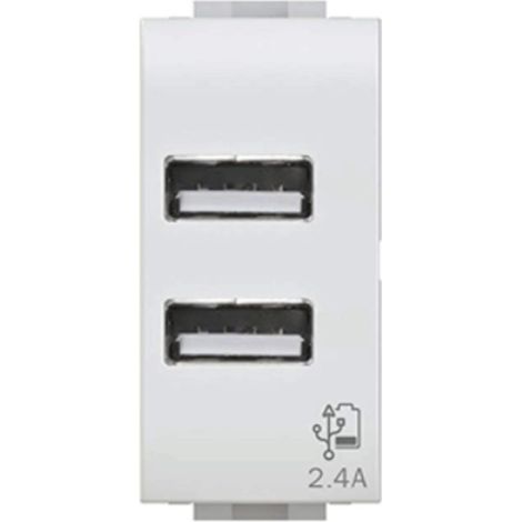 4BOX 4B.V14.USB.24 USB-Wandsteckdose 2,4 Ampere Kompatibel mit Vimar Plana Weiß