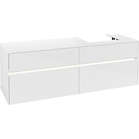 V&B Waschtischunterschrank Collaro 160x54,8x50cm, WT r, LED 12W, glo wh. (1/3)