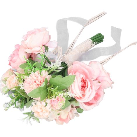 Bouquet de mariée en roses artificielles, idéal pour la décoration et la photographie artistique (rose). (1/5)