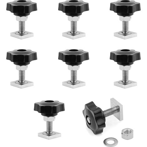 Lot de 8 barres de toit à rainure en T M8,20 x 20 mm avec écrous et rondelles, avec écrous et rondelles (M8 rainure en T + écrous) (1/5)