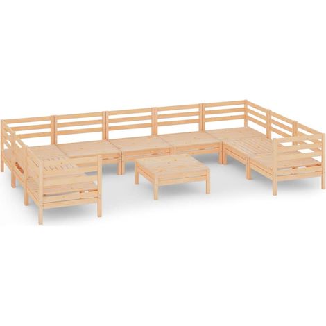 Maison Exclusive - 10-tlg. Garten-Lounge-Set Massivholz Kiefer (1/5)