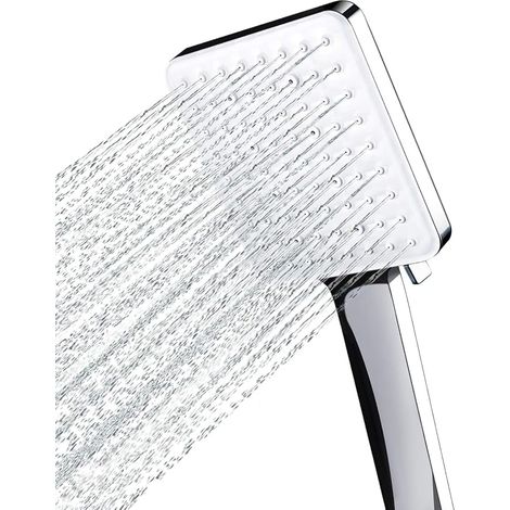 Pommeau de douche, grand contrôle carré à une main, haute pression 6 modes de douche, chromé (1/5)
