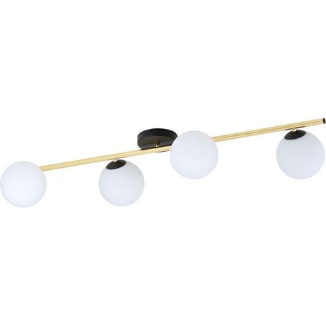 Lampada a Soffitto Splendi, Acciaio verniciato a polvere, Vetro, Nero, Oro, Bianco, 100x20x29 cm (1/5)