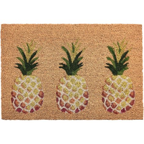 Doormat Natural Coir with Anti-Slip Bottom 40 x 60 cm Anti Slip Decoration Pineapple Print Welcome Mat OZAMIZ (1/5)
