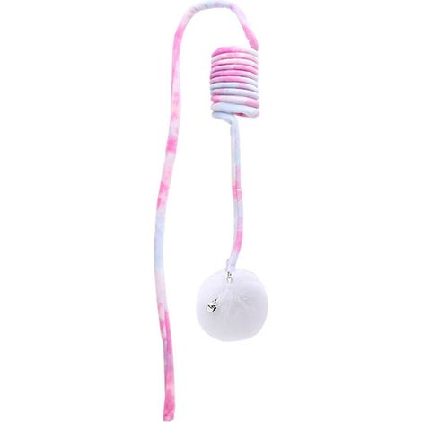 Praktischer Katzenspielzeug-Stick mit Federplüschball, ideal zum Spielen und Necken von Katzen zu Hause