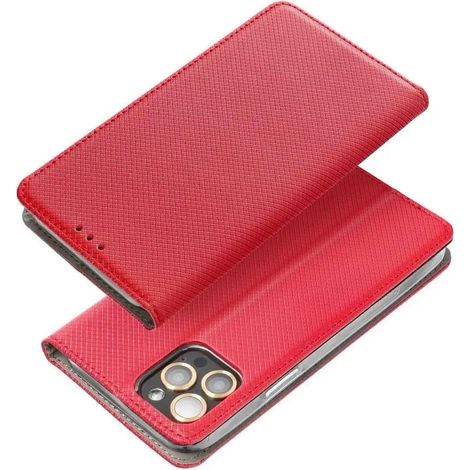 FUNDA PARA IPHONE 13 PRO CON CIERRE MAGNÉTICO, ROJA + CRISTAL (1/5)