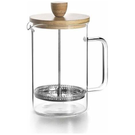 Französische Presse aus Glas mit Holzdeckel, Kaffeekanne aus Borosilikatglas mit Holzdeckel, hitzebeständig und explosionsgeschützt, grüne Teekanne, 800 ml (1/5)