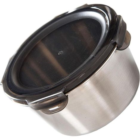 Boîte à bento pratique en acier inoxydable, portable, argentée (1/5)