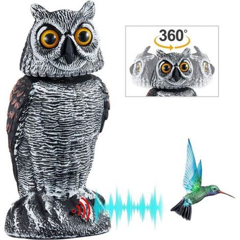 Faux Hibou réaliste de la Statue de Hibou de la Statue,pour jardin, balcon, terrasse, multicolore-tête rotative à 360° (1/5)