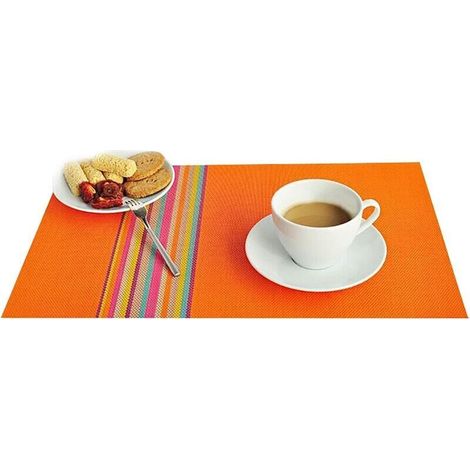 4er-Set, abwaschbare Tischsets aus PVC, flecken- und hitzebeständig, 45 x 30 cm, Vinyl, Orange, 45 x 30 cm (1/4)