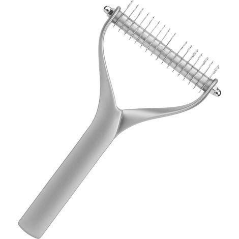 Brosse de toilettage pour animaux de compagnie, peigne à sous-poil double face, pour chiots et chats, pour éliminer les nœuds, argent glacial, grand format (1/5)