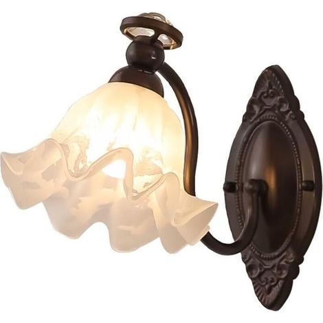 Applique Murale - Fer - Verre - E27 - 220-240 V - Pour Salle De Bain Chambre Couloir - 1 Pièce (1/5)