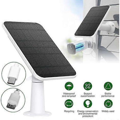 4-W-Solarpanel für Eufycam 2/2 Pro/2C/2C Pro/E Kameras, Wandhalterung, 3 m Stromkabel, weiß, 1 Stück