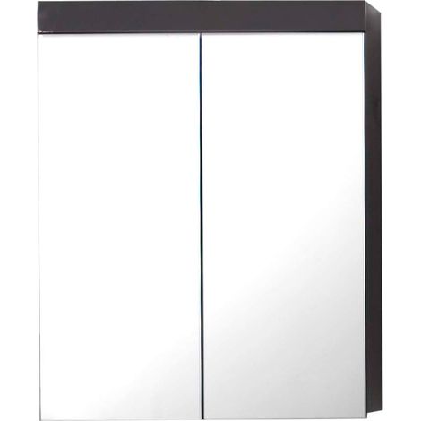 Spiegelschrank mit 2 Türen ALTENA-19 in Grau Hochglanz, B/H/T: ca. 60/77/17 cm (1/4)