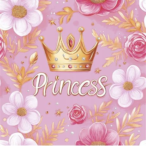 Tovaglioli rosa con coroncina da principessa per festa di compleanno a tema principessa, 33x33 cm, 20 pezzi.