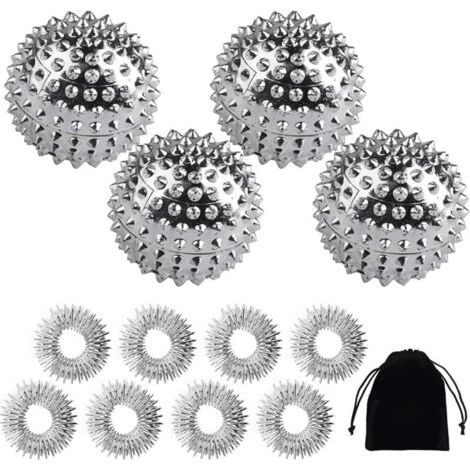 FENOPLASTICA4 Boules D'acupression Magnétiques Et 8 Anneaux De Massage, Balle De Massage ABS, balles picotées pour le soulagement du stress (1/4)