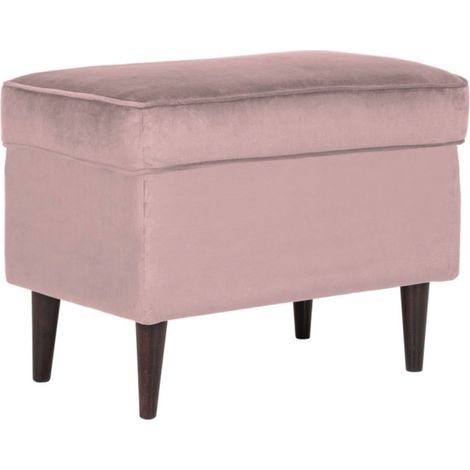 Pouf design velours rose et wengé Havo