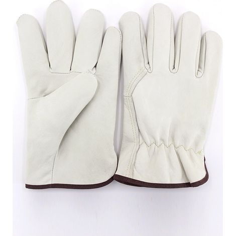 Filiyano-Gants de travail en cuir simples avec élastique, taille moyenne - Blancs (1/5)