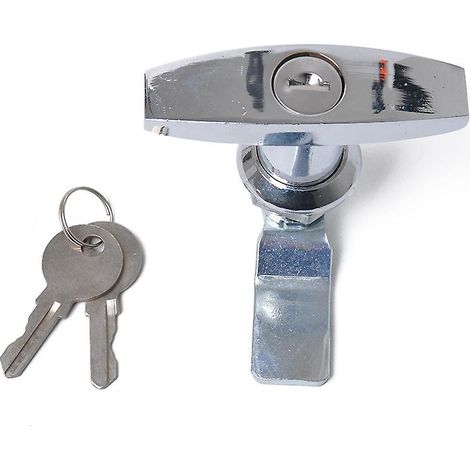 Cadenas à poignée en T chromé brillant antirouille pour remorque, boîte à outils, tiroir, armoire, caravane, camping-car, camion, autocaravane (1/5)