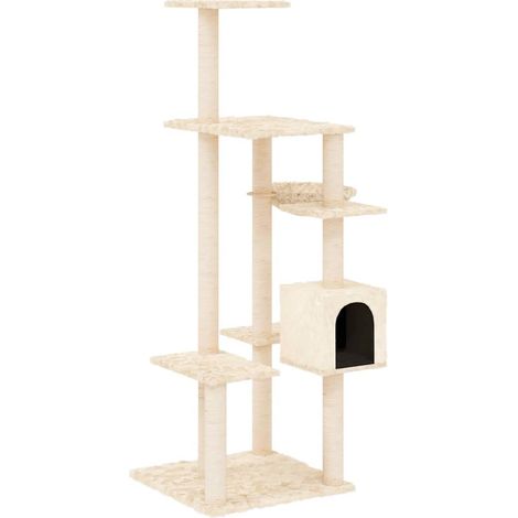 vidaXL Rascador para gatos con postes de sisal color crema 142 cm (1/2)
