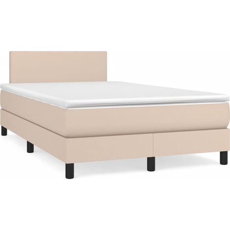 Sommier à lattes de lit matelas cappuccino 120x190 similicuir (1/5)