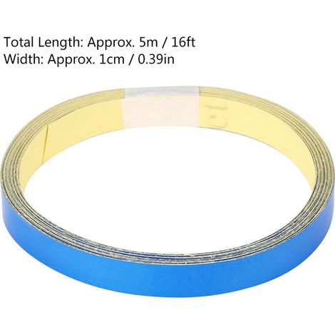 Ruban adhésif réfléchissant 1cm x 5m, bande de signalisation autocollante pour voiture, moto et carrosserie, couleur bleue, décalcomanie de sécurité (1/5)