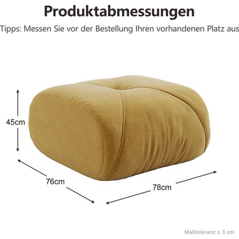 Pouf Chenille Jaune Moutarde, Ottoman Rond en Velours Texturé, Repose-Pieds pour Salon, Chambre, Lot de 1, Moderne et Confortable (1/5)