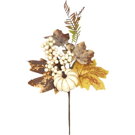 GARRYFIZH Boutures de citrouille, de baies et de feuilles d'érable pour la décoration intérieure, petites branches fleuries, Noël (branche de citrouille blanche de 26 cm)