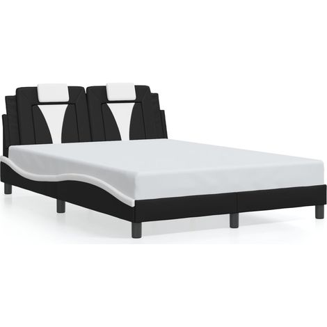 Lit double,Lit adulte,Cadre de lit Viana sans matelas noir et blanc 140x190 cm similicuir CFW6709365 (1/5)