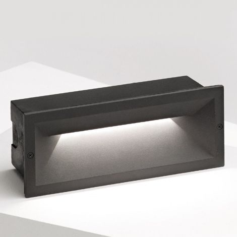 Segnapasso gea led ohrm ges350 led alluminio policarbonato lampada parete incasso rettangolare moderno ip65