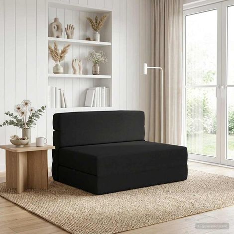 Canapé-lit pliable 2-en-1, tissu polyester noir, 70 x 72 x 60 cm - PANGIVO (1/5)