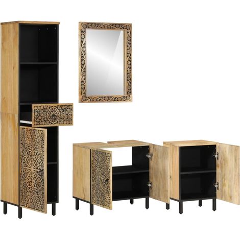 Maison Exclusive - 4-tlg. Badmöbel-Set Massivholz Mango