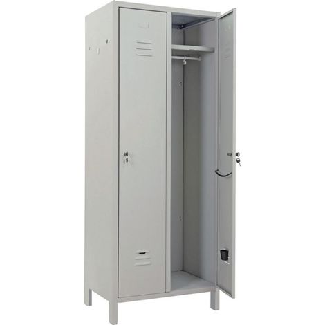 Armadio Spogliatoio Sporco/Pulito 2 Posti con Ripiano 68x35x180H cm Grigio RAL7035