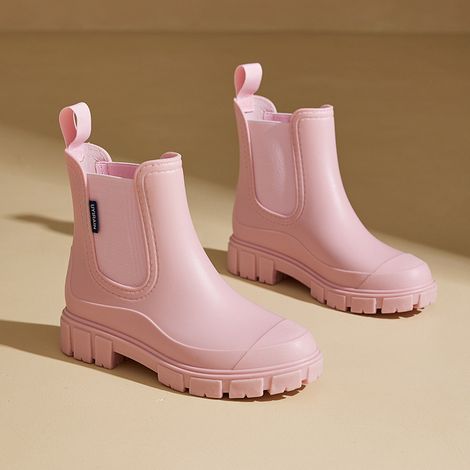 Bottes de pluie imperméables unies pour femmes, nouvelles bottes de pluie tendance à bout rond pour une utilisation en extérieur, bottes de pluie antidérapantes pour femmes et filles (1/5)