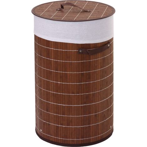 Cesto para la ropa sucia de bambú marrón 50 l con asas 59 x 35 cm DEC04123/2