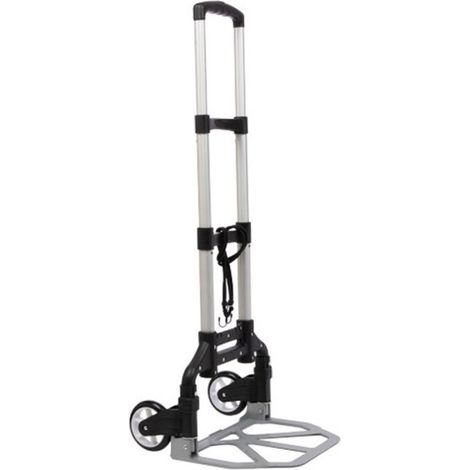 Chariot Diable Pliable Leger telescopique Charge Capacité 80kg en Aluminium Argent-Noir (1/3)