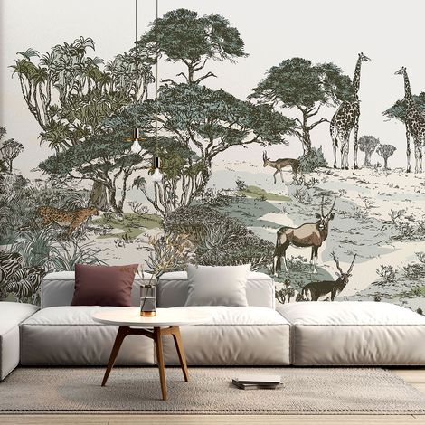 Papier peint panoramique - Animaux de la Jungle - 130 cm x 81 cm (1/4)