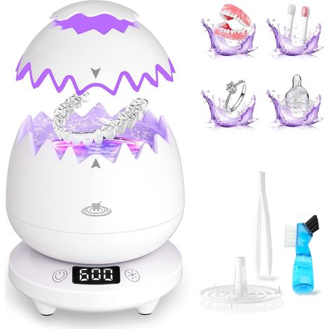 Appareil de nettoyage à ultrasons 2025-45000 Hz - 180 ml - Pour gouttière dentaire, prothèses dentaires, rétention, aligneurs, prothèses, tête de brosse à dents, nettoyant pour bijoux (1/5)