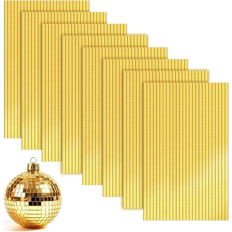 Lot de 8 rouleaux de 14 400 mini carreaux de miroir autocollants - Carreaux de mosaïque étanches - Effet miroir - Effet boule disco - Décoration murale (1/5)