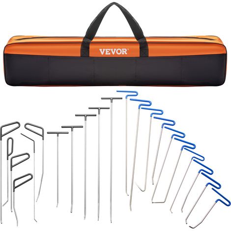 Kit de Débosselage sans Peinture 21PCs, Kit de Tiges pour Débosselage Carrosserie en Acier Inoxydable, Outils de Débosselage en Queue de Baleine, avec Sac, pour Bosses Mineures Entretien Atelier (1/5)